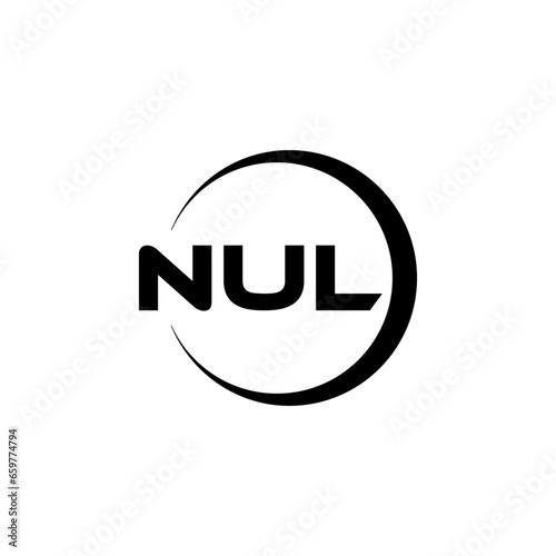 NUL letter logo design with white background in illustrator, cube logo, vector logo, modern alphabet font overlap style. calligraphy designs for logo, Poster, Invitation, etc. photo