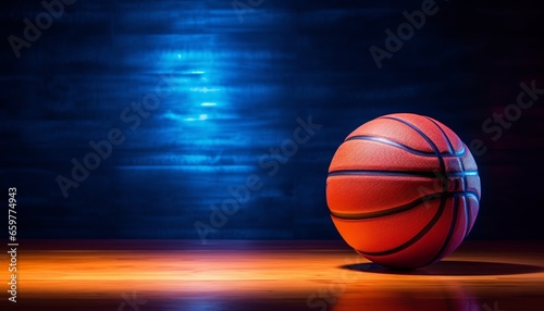 Colorful basketball on table with vibrant background, sports concept, copy space © ParinApril