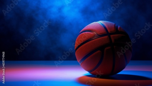 Colorful basketball on table with vibrant background, sports concept, copy space © ParinApril