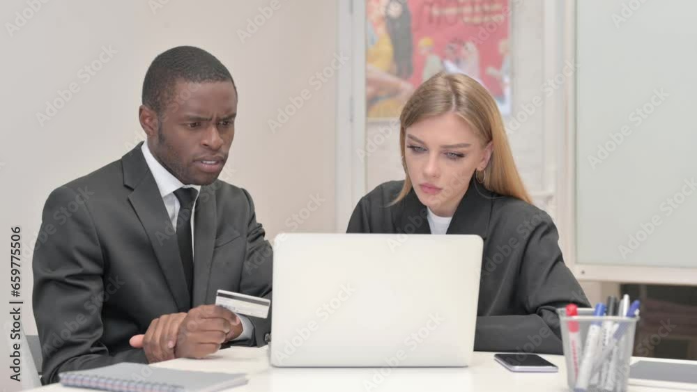 Business People Upset with Online Payment Failure in Office Business People Upset with Online Payment Failure in Office