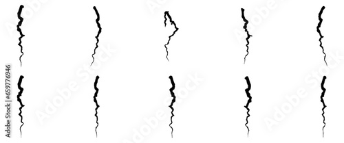 set of black crack isolated on white. vector