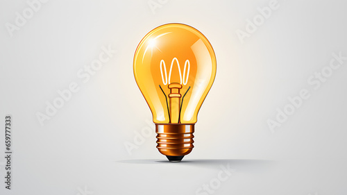 Design a minimalist vector graphic of a classic lightbulb on a plain white canvas, highlighting its simplicity and using a bright, electrifying color to symbolize ideas and innovation.