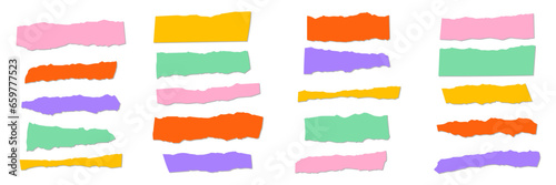 collection of various color ripped pieces of paper. vector