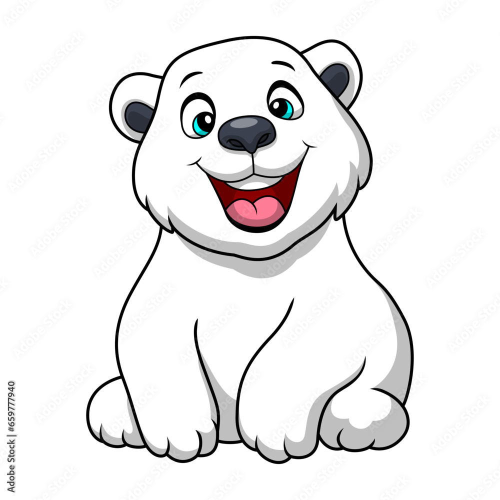 Naklejka premium Cute polar bear cartoon on white background
