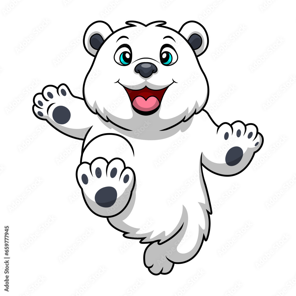 Obraz premium Cute polar bear cartoon on white background