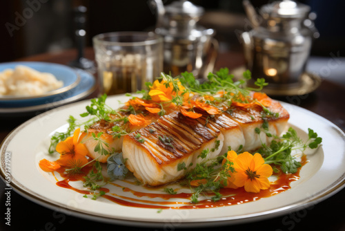 Gourmet Delight: Pristine Fish on a Stylish Plate