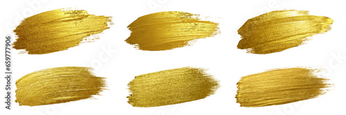 set of gold brush stroke, vector gold paint stroke