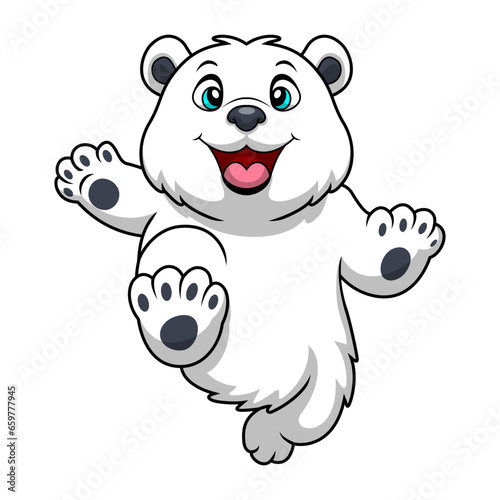 Cute polar bear cartoon on white background