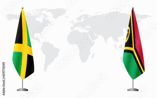 Jamaica and Vanuatu flags for official meeting