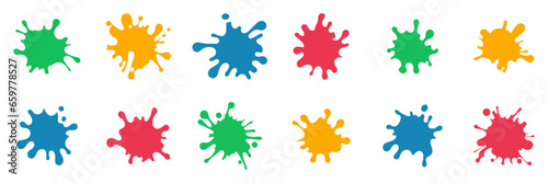 set of colorful ink splashes. vector paint splashes