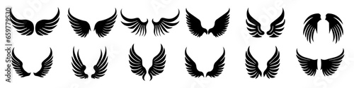 set of silhouettes of wings. vector collection
