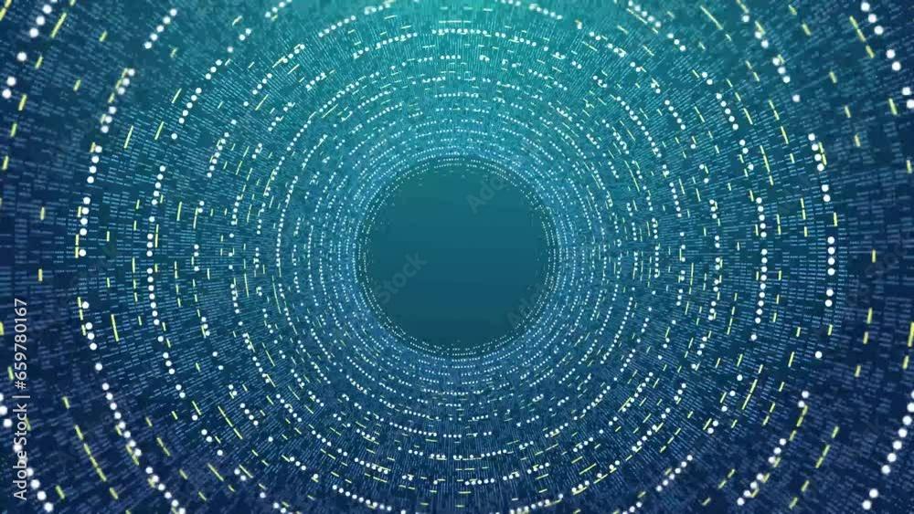 Fly through vortex tunnel of data