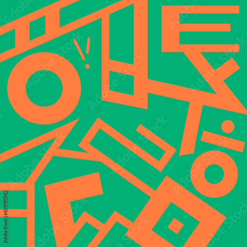 The pattern is based on Hangul, and the contrast of complementary colors of green and orange increases visual attention.