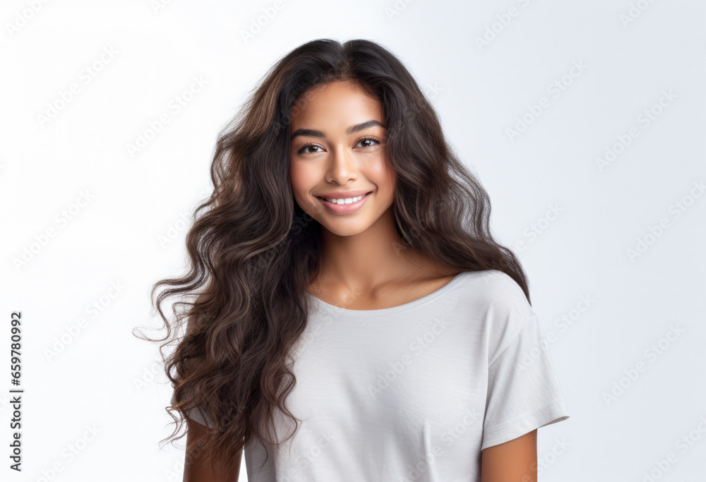 Portrait of a pretty young woman on a white background Portrait of a pretty young woman on a white background