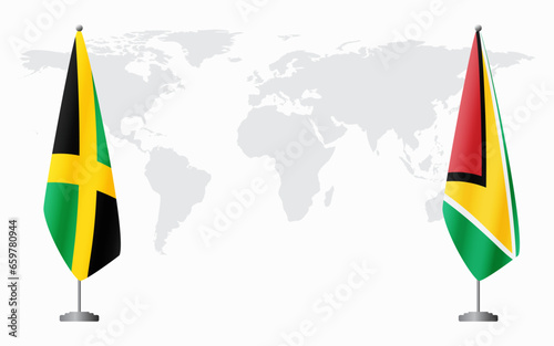 Jamaica and Guyana flags for official meeting