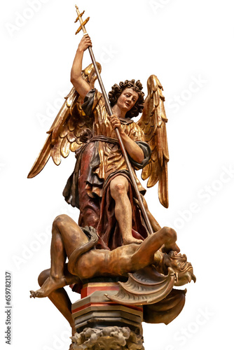 Konstfotografi The Archangel Michael sculpture, St. Vitus Cathedral, Prague