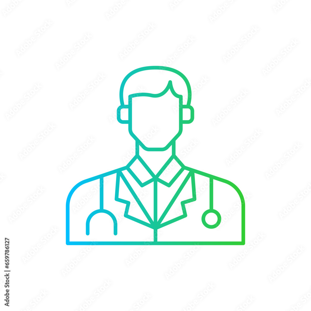 Doctor diversity people icon with blue and green gradient outline style. doctor, medicine, medical, health, healthcare, professional, hospital. Vector Illustration