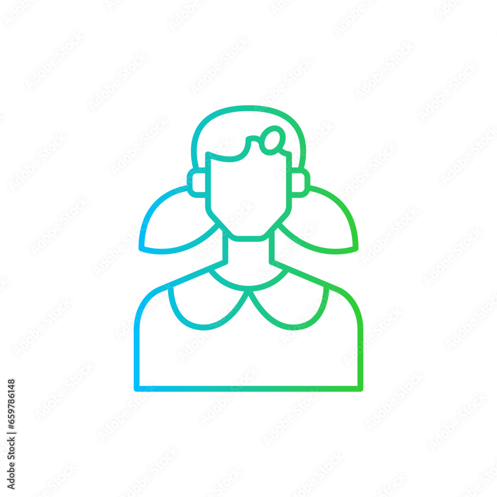 Girl diversity people icon with blue and green gradient outline style. girl, beautiful, woman, young, female, happy, portrait. Vector Illustration Girl diversity people icon with blue and green gradient outline style. girl, beautiful, woman, young, female, happy, portrait. Vector Illustration
