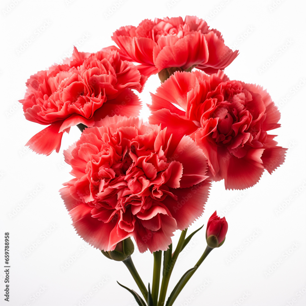 Carnation isolated on white, ai technology Carnation isolated on white, ai technology