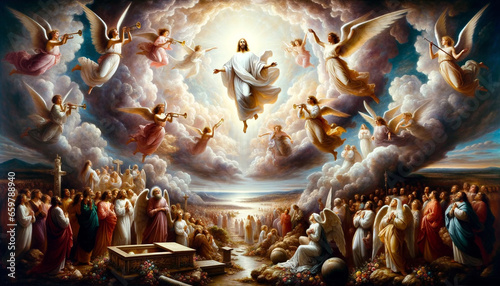The Glorious Return of Christ: Jesus Second Coming to Judge the Living and the Dead on Final Day of Judgment. photo