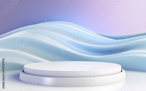 Product display background podium scene with 3D texture of wavy lines in light pastel pink, blue and purple tones. Beauty, skincare, technology products concept.