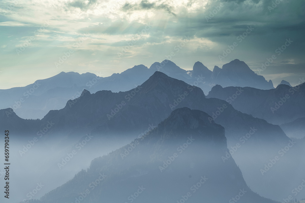 Dachstein mountains in the fog, Salzkammergut