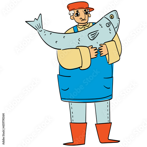 Fishmonger cartoon illustration