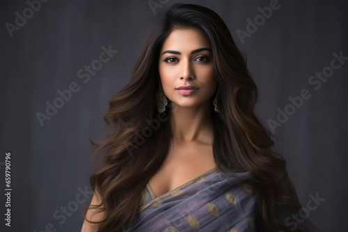 Young and beautiful indian woman in saree.