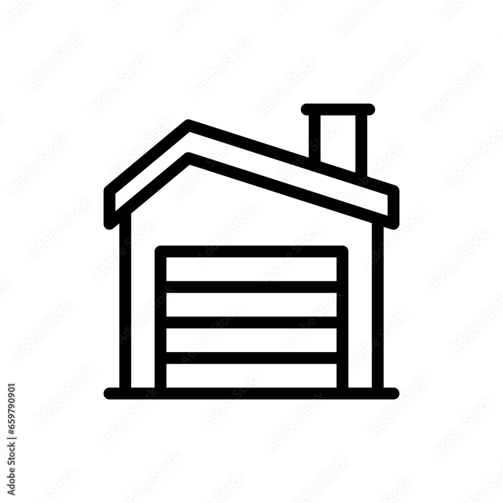 Garage real estate icon with black outline style. garage, modern, interior, home, floor, wall, room. Vector Illustration Garage real estate icon with black outline style. garage, modern, interior, home, floor, wall, room. Vector Illustration