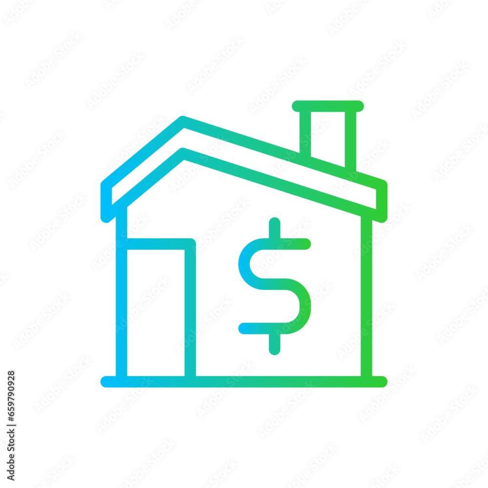 Home sale real estate icon with blue and green gradient outline style. house, home, sale, rent, estate, property, mortgage. Vector Illustration Home sale real estate icon with blue and green gradient outline style. house, home, sale, rent, estate, property, mortgage. Vector Illustration