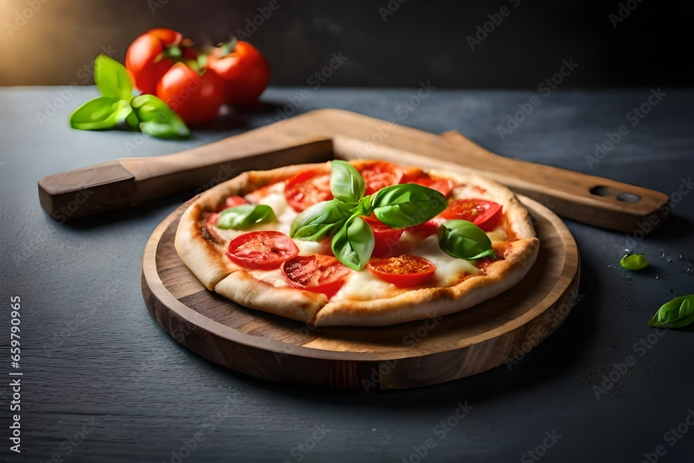 pizza with tomato and basil