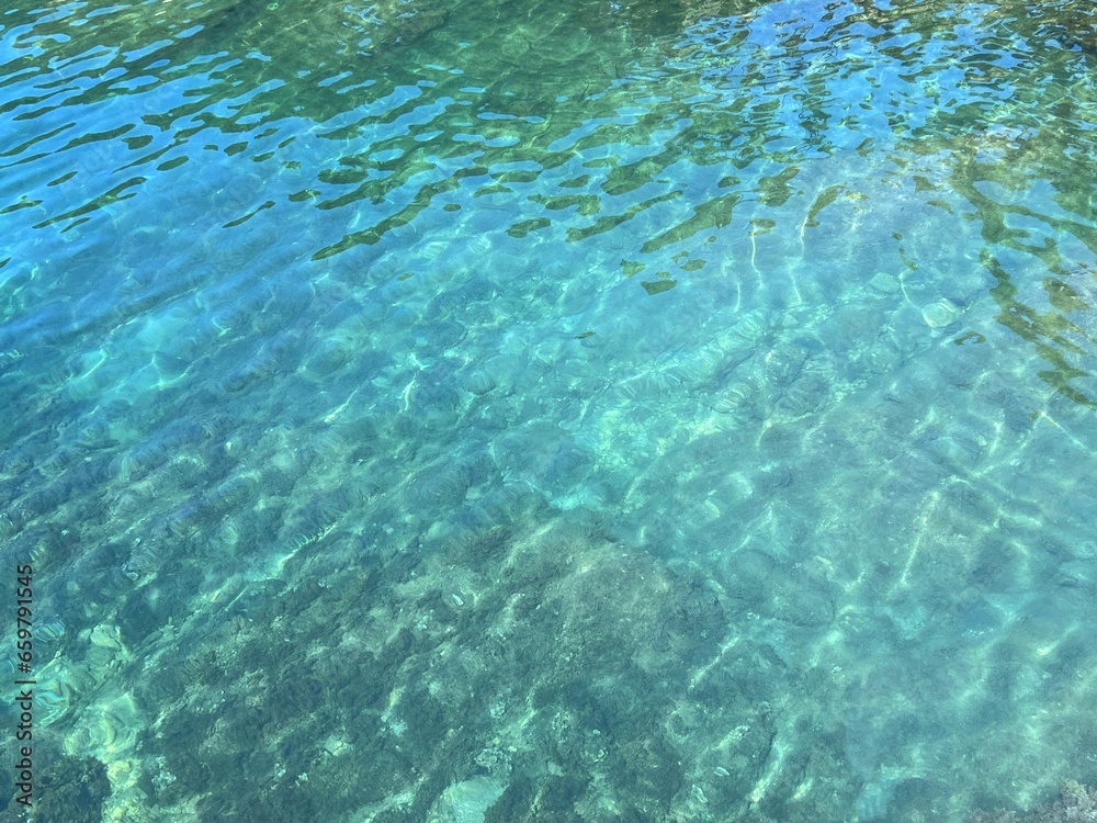 Underwater clear transparent sea water blue turquoise. 