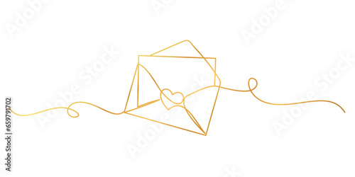 envelope line art style. love letter. valentines day element vector eps10