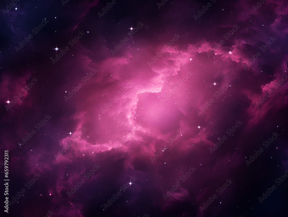Illustration with pink space stars background