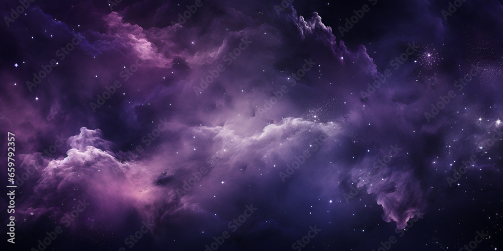Illustration with purple space stars background Illustration with purple space stars background