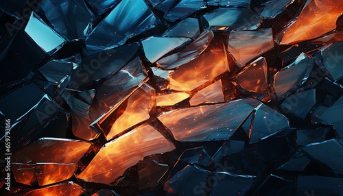 Abstract wavy texture with a shattered glass, abstract background