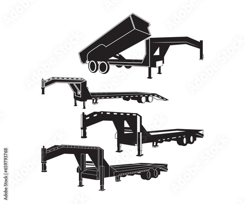 Big Tex Trailers , Flatbed trailer svg, Flatbed Gooseneck Trailer SVG File, trailer park svg, Flatbed Gooseneck Trailer Silhouette