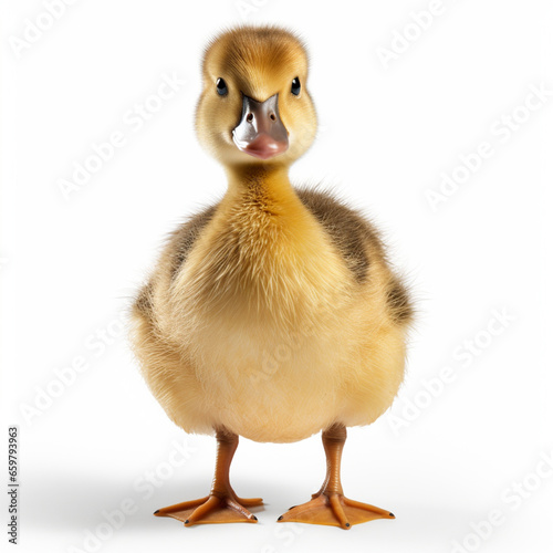 Little cute duckling isolated on white  ai technology