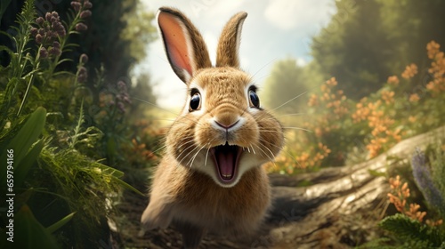 the comical hare  digital art illustration  Generative AI
