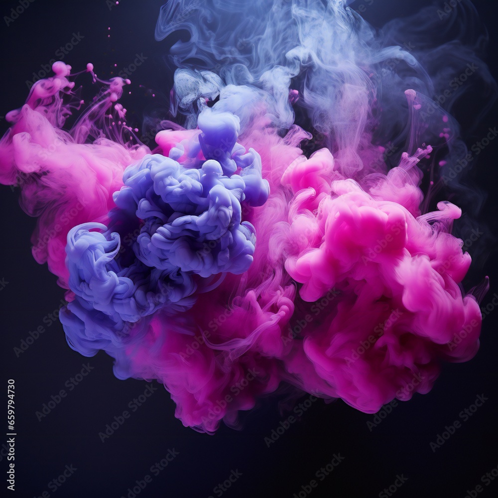 Cloudy smoke closeup, evaporates from bottle neck, blue purple and pink colors Generative AI Cloudy smoke closeup, evaporates from bottle neck, blue purple and pink colors Generative AI