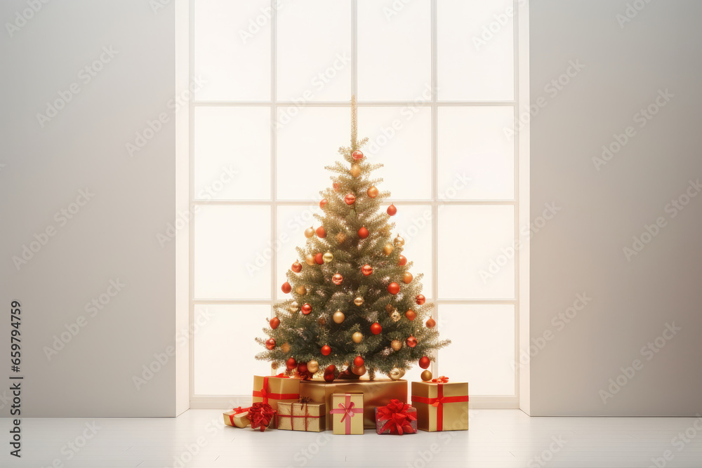 Holiday magic Presents beneath a beautifully decorated Christmas tree. AI Generative marvel captures the traditional joy and seasonal cheer of this moment.