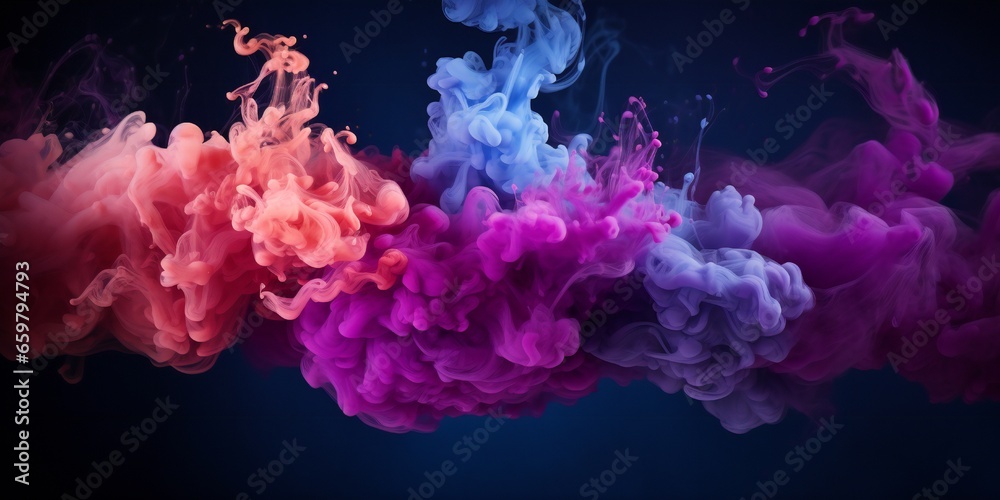 Cloudy smoke closeup, evaporates from bottle neck, blue purple and pink colors Generative AI Cloudy smoke closeup, evaporates from bottle neck, blue purple and pink colors Generative AI