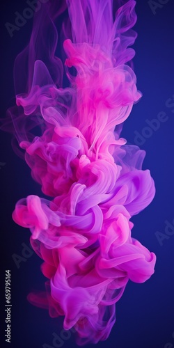 Cloudy smoke closeup, evaporates from bottle neck, blue purple and pink colors Generative AI