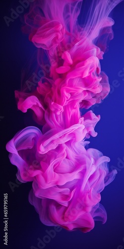 Cloudy smoke closeup, evaporates from bottle neck, blue purple and pink colors Generative AI