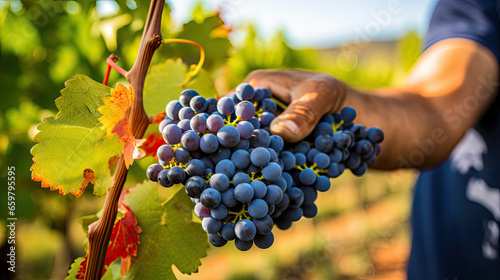 person picking grape, concept of winemaking