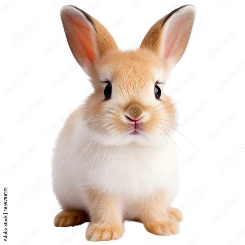A brown and white rabbit on a transparent background A brown and white rabbit on a transparent background