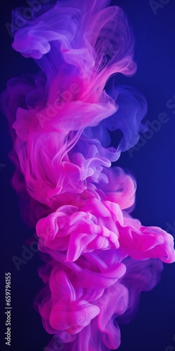 Cloudy smoke closeup, evaporates from bottle neck, blue purple and pink colors Generative AI © LayerAce.com