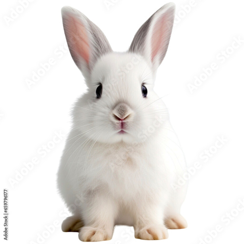 A white rabbit on a transparent background 