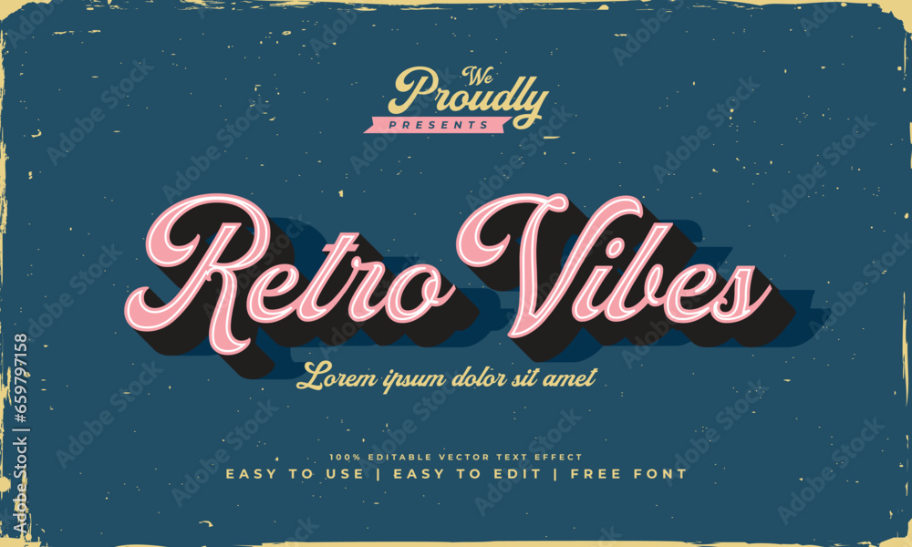 vintage retro classic colourful shabby worn editable text effect