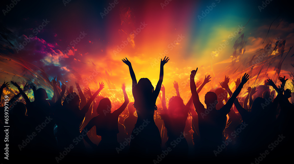 Silhouette of People Dancing at Music Festival Silhouette of People Dancing at Music Festival